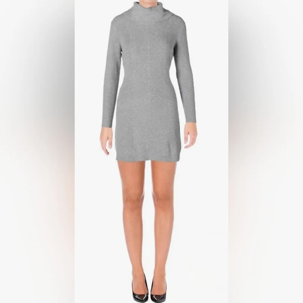 Lauren Ralph Lauren Gray Knit Turtleneck Sweater Dress Size Small
